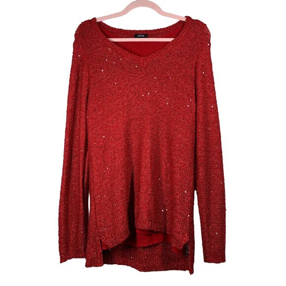 APT 9 Red Sequins Knit Long Sleeve Sweater XL - Picture 1 of 8
